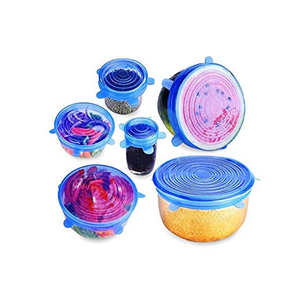 Carrot - Silicone Stretch Lids, Multi Size Reusable Silicone Lids Food And Bowl Covers, Dishwasher And Freezer Safe (Color May Vary) (Pack Of 6 Pcs), 10x10x2 Cm