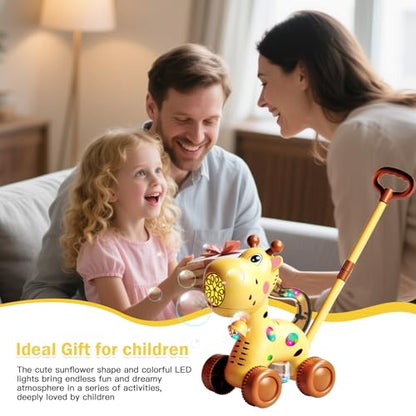 Automatic Bubble Machine, Soap Bubbles Lawn Mower for Children, Rechargeable Giraffe Bubble Machine, with Light, Lawn Mower, Outdoor Toy for Children