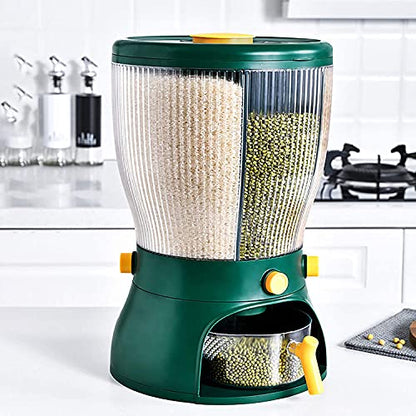 Darkpyro Rice Beral Airtight Food Storage Containers Rice Dispenser Countertop Cereal Grain pulses Container Sets 4 Grids Rotating Canisters with Durable Lid