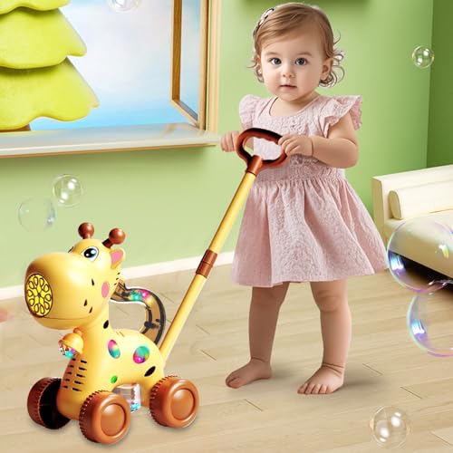 Automatic Bubble Machine, Soap Bubbles Lawn Mower for Children, Rechargeable Giraffe Bubble Machine, with Light, Lawn Mower, Outdoor Toy for Children
