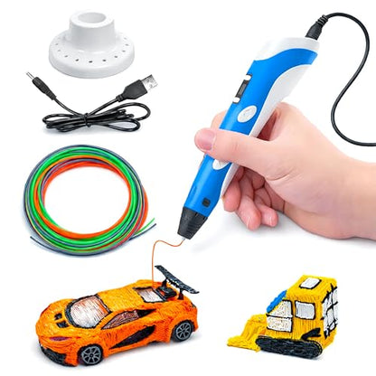 VGRASSP 3D Drawing Pen Toy for Kids with Temperature Control LCD Display - USB Powered STEM Craft Modeling Toy with 3 PLA Filaments and Pen Stand - Color As Per Stock