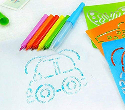 Magic Blow Pens Colour Spray Set – 6 Pcs Dual Function Spray & Sketch Pens | Airbrush Coloring Markers for Kids, Students, DIY Art, Stencil Drawing & Creative Crafts