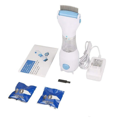 Electric Head Lice Comb – Chemical-Free Lice & Nits Removal Tool with Suction – Reusable Lice Capture Comb for Kids & Adults – Safe, Gentle, and Effective Hair Vacuum Machine (WHITE)