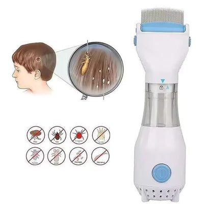 Electric Head Lice Comb – Chemical-Free Lice & Nits Removal Tool with Suction – Reusable Lice Capture Comb for Kids & Adults – Safe, Gentle, and Effective Hair Vacuum Machine (WHITE)