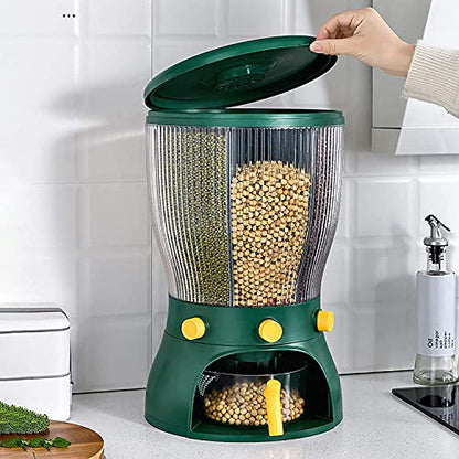 Darkpyro Rice Beral Airtight Food Storage Containers Rice Dispenser Countertop Cereal Grain pulses Container Sets 4 Grids Rotating Canisters with Durable Lid