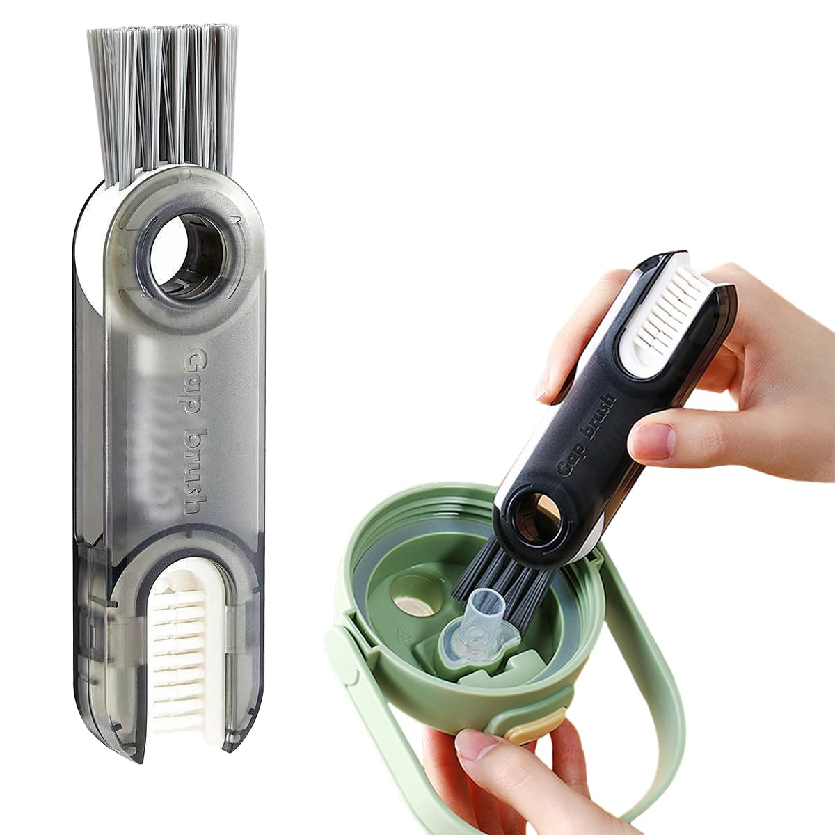 Bowiemall Cup Lid Gap Cleaning Brush Multifunctional 3 in 1 Cup Crevice Cleaning Tools Bottle Cleaner Brush for Bottles Glass