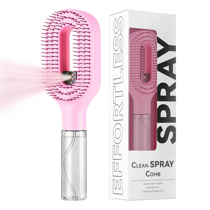 2-in-1 Spray Comb for Hair, Water Spray Detangling Brush with Built-In Mist Bottle, Anti-Frizz Wet Hair Brush for Men, Women & Kids Ideal for Long, Thick & Curly Hair