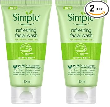 Simple Kind To Skin Refreshing Facial Wash 150 ml (Pack of 2)