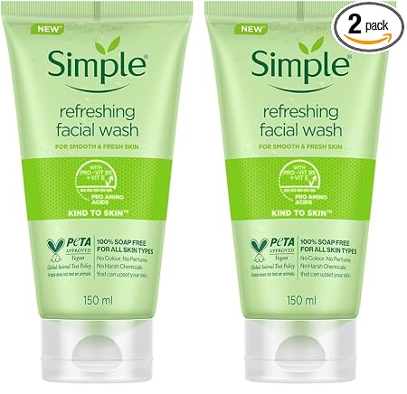 Simple Kind To Skin Refreshing Facial Wash 150 ml (Pack of 2)