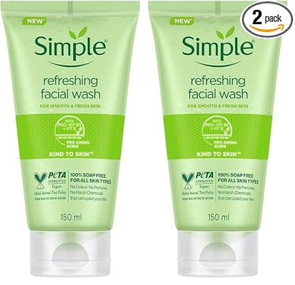 Simple Kind To Skin Refreshing Facial Wash 150 ml (Pack of 2)