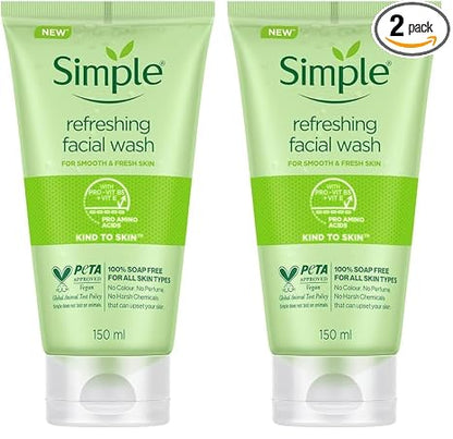 Simple Kind To Skin Refreshing Facial Wash 150 ml (Pack of 2)