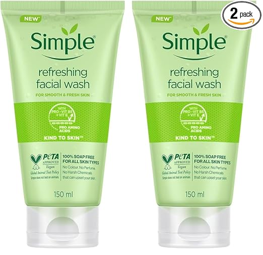 Simple Kind To Skin Refreshing Facial Wash 150 ml (Pack of 2)