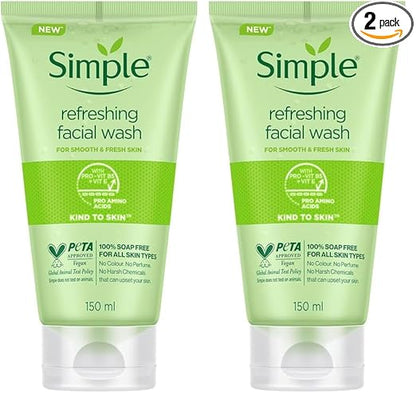 Simple Kind To Skin Refreshing Facial Wash 150 ml (Pack of 2)