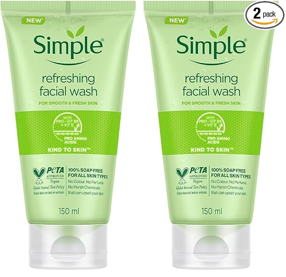 Simple Kind To Skin Refreshing Facial Wash 150 ml (Pack of 2)