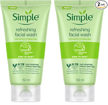 Simple Kind To Skin Refreshing Facial Wash 150 ml (Pack of 2)