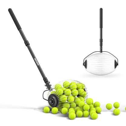 NEEWER Telescopic Tennis & Pickleball Ball Collector Roller - Adjustable Handle