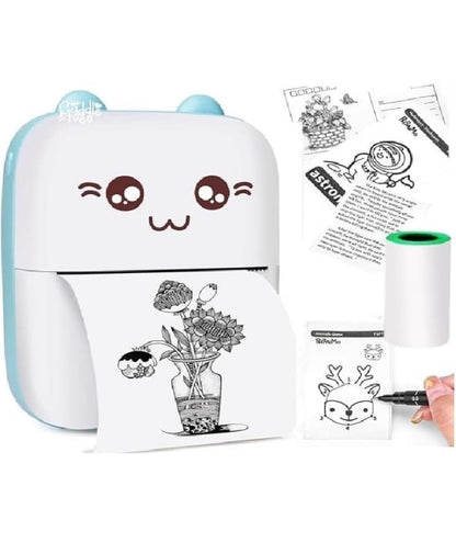 Mini Thermal Printer | Wireless Inkless Sticker & Label Printer - USB & APP Control, Pocket-Sized for Photos, Bookmarks, Cards, White