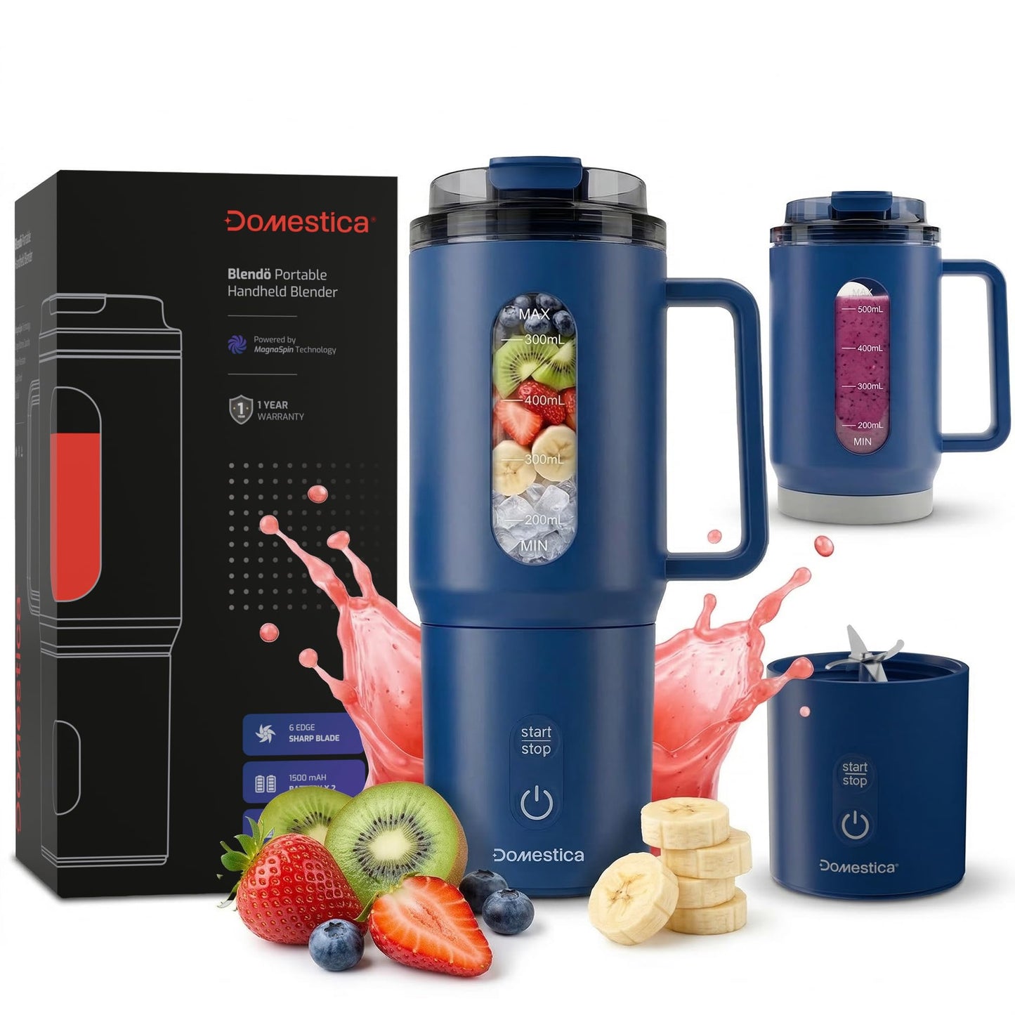 DENPLUS Portable Blender - USB Rechargeable Travel Juicer with Digital Display