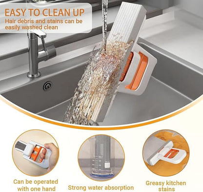 Pcs Mini Foldable Desktop Mop for Kitchen – Self‑Squeeze Sponge Mop for Wet & Dry Use (2025) – Portable Cleaning Tool for Small Spaces – Kitchen, Bathroom, Glass, Living Room