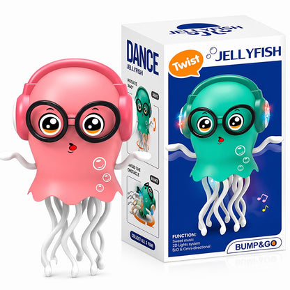 Dancing Jellyfish Toy for Kids with Music, LED Lights & 360° Bump-and-Go Action | Battery Operated Dancing Octopus Toy with Obstacle Sensor | Cute Jelly Fish Toys for Kids (Random Colour)