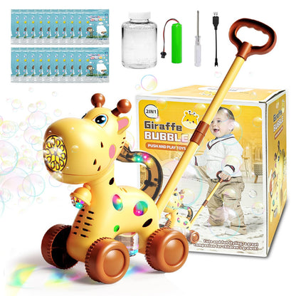 Automatic Bubble Machine, Soap Bubbles Lawn Mower for Children, Rechargeable Giraffe Bubble Machine, with Light, Lawn Mower, Outdoor Toy for Children