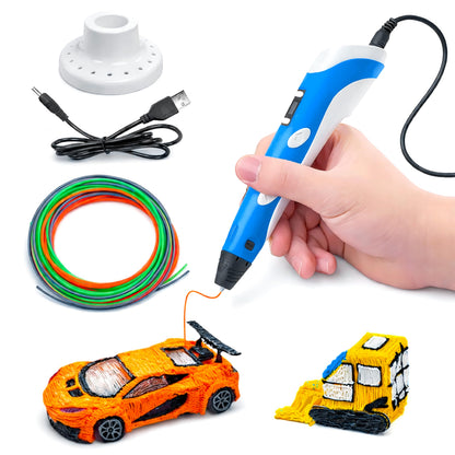 VGRASSP 3D Drawing Pen Toy for Kids with Temperature Control LCD Display - USB Powered STEM Craft Modeling Toy with 3 PLA Filaments and Pen Stand - Color As Per Stock